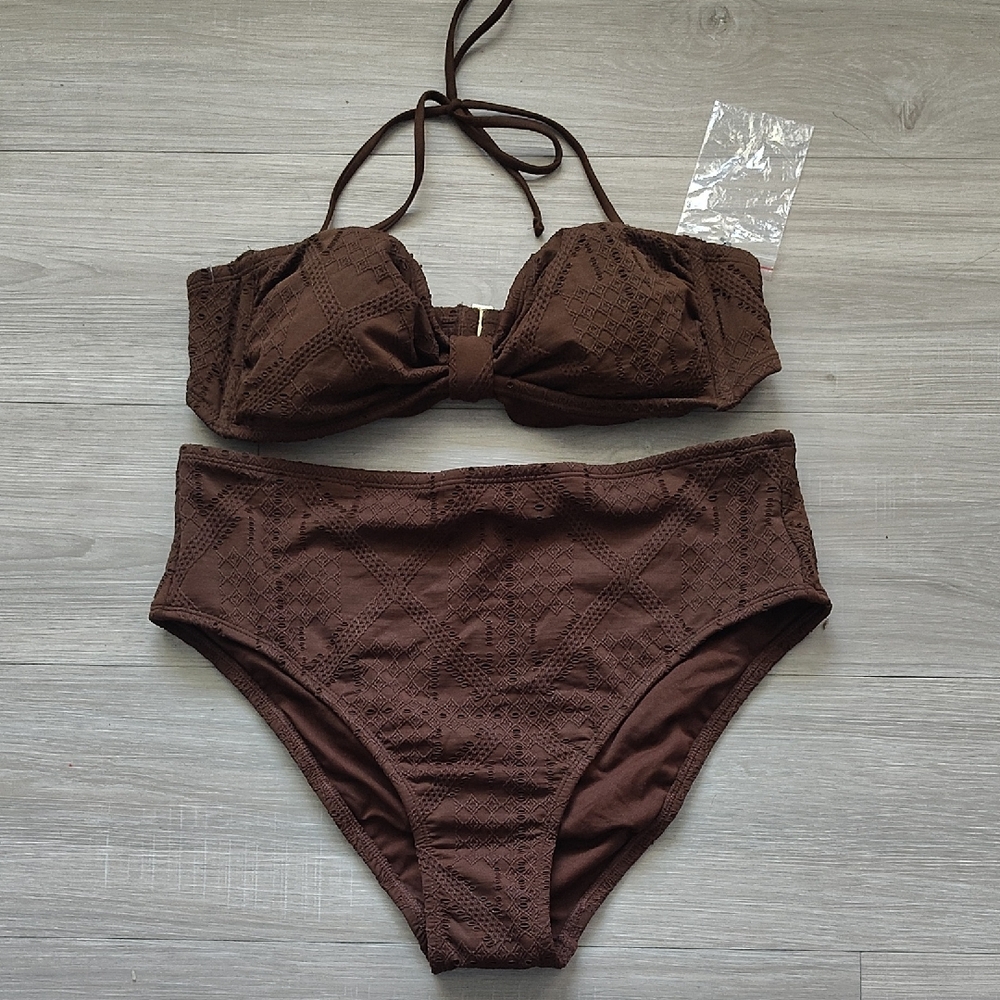 Target Brown Crochet High-Waist Bikini Set